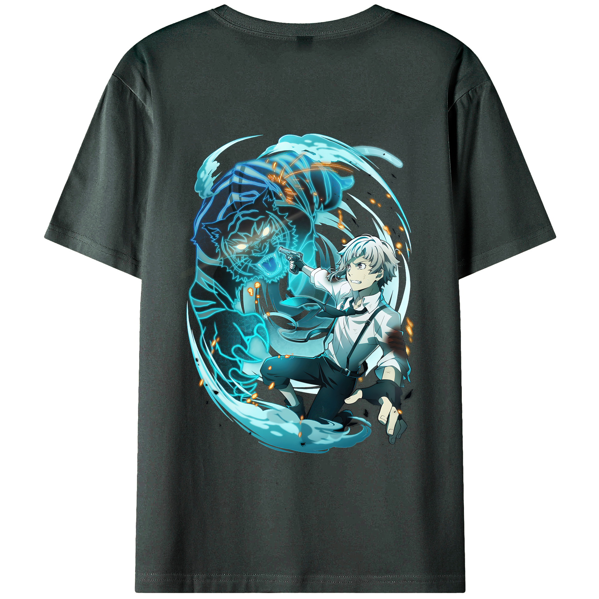 （画像用） 文豪ストレイドッグス Bungo Stray Dogs 綿100％ メンズ半袖Tシャツ（バックプリント） 通気性